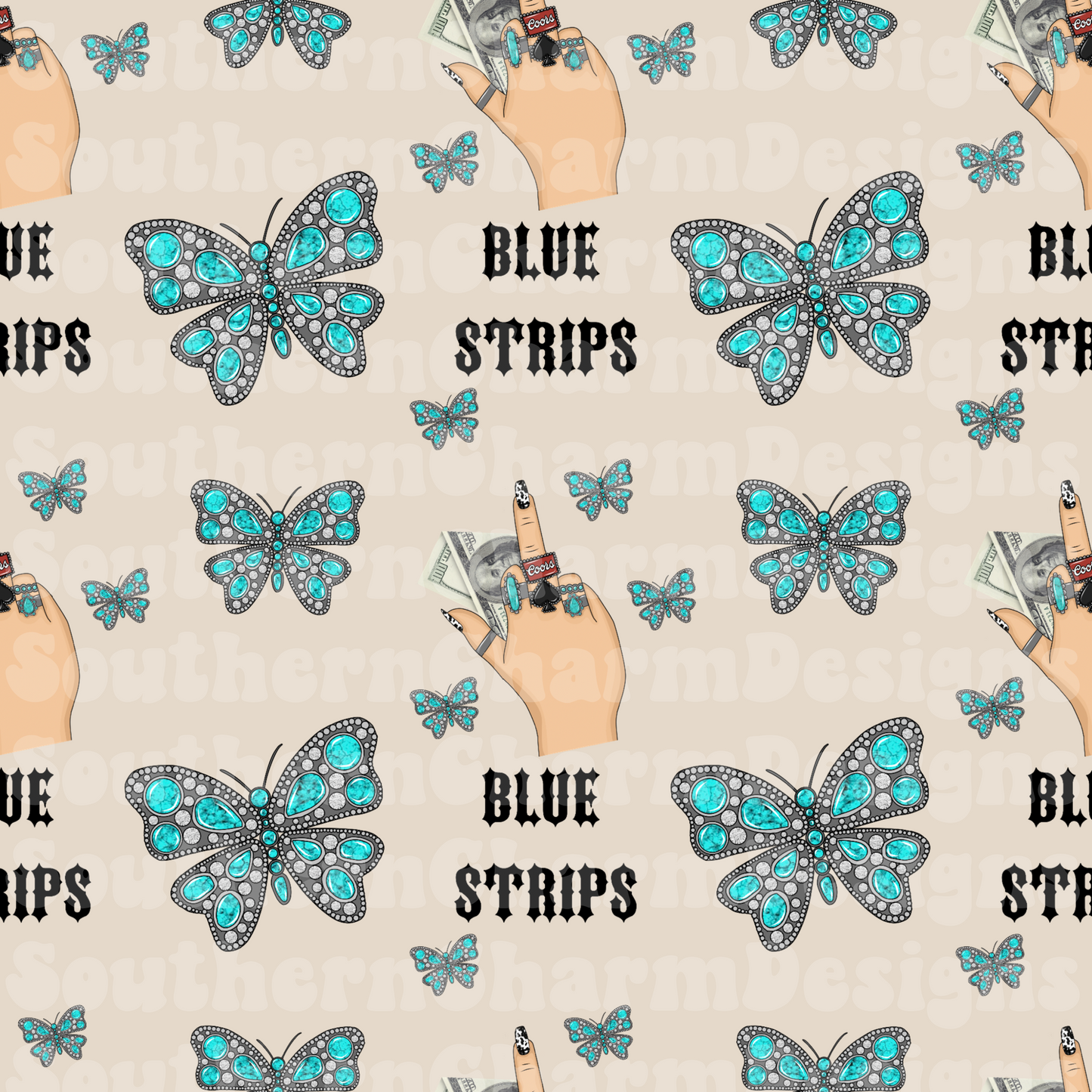 BLUE STRIPS SEAMLESS TAN