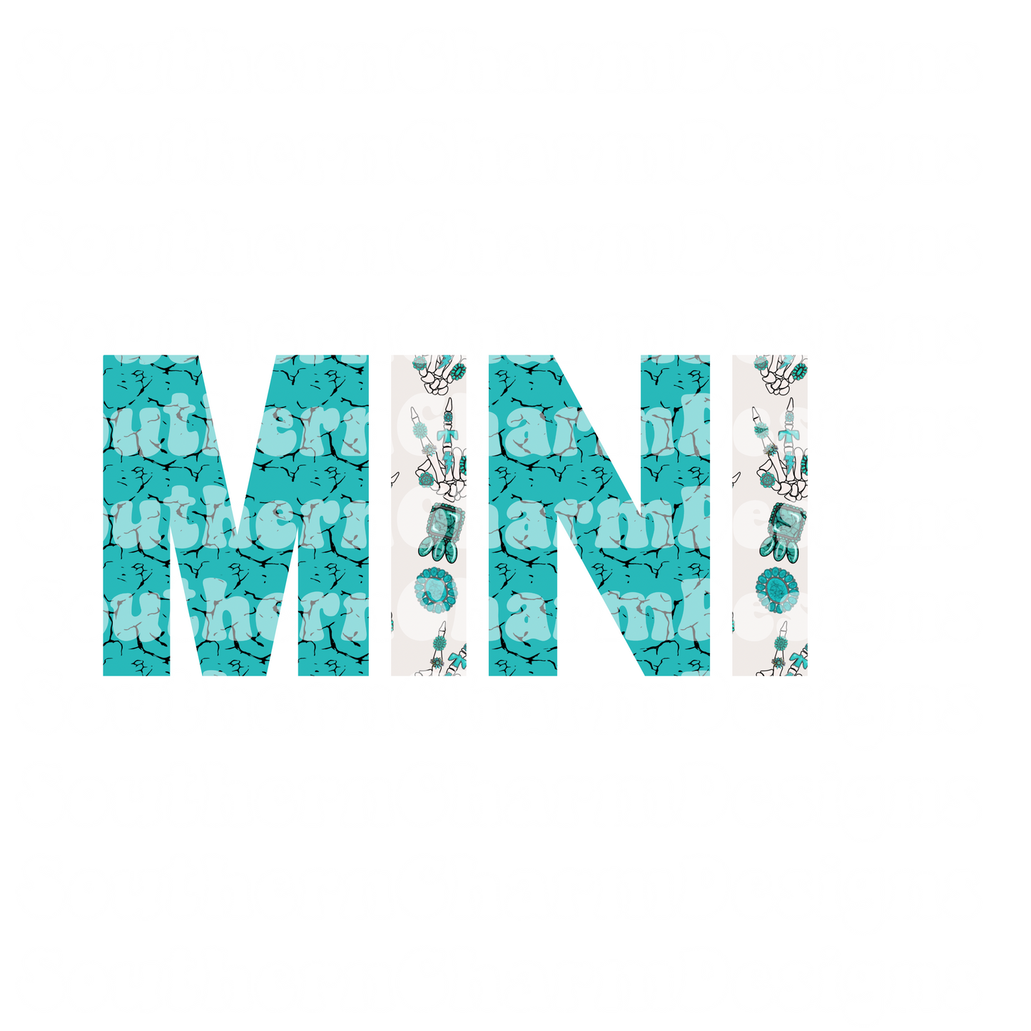 Turquoise and skull hand mini png