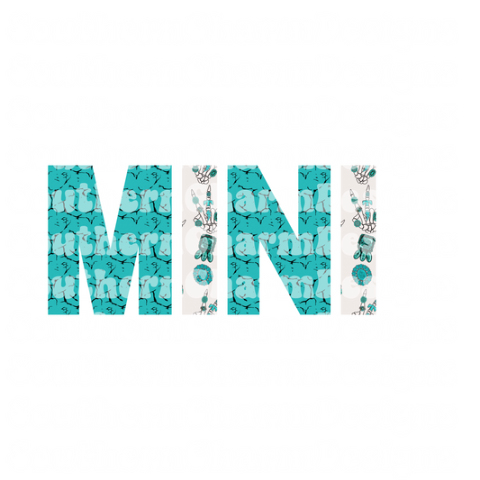 Turquoise and skull hand mini png
